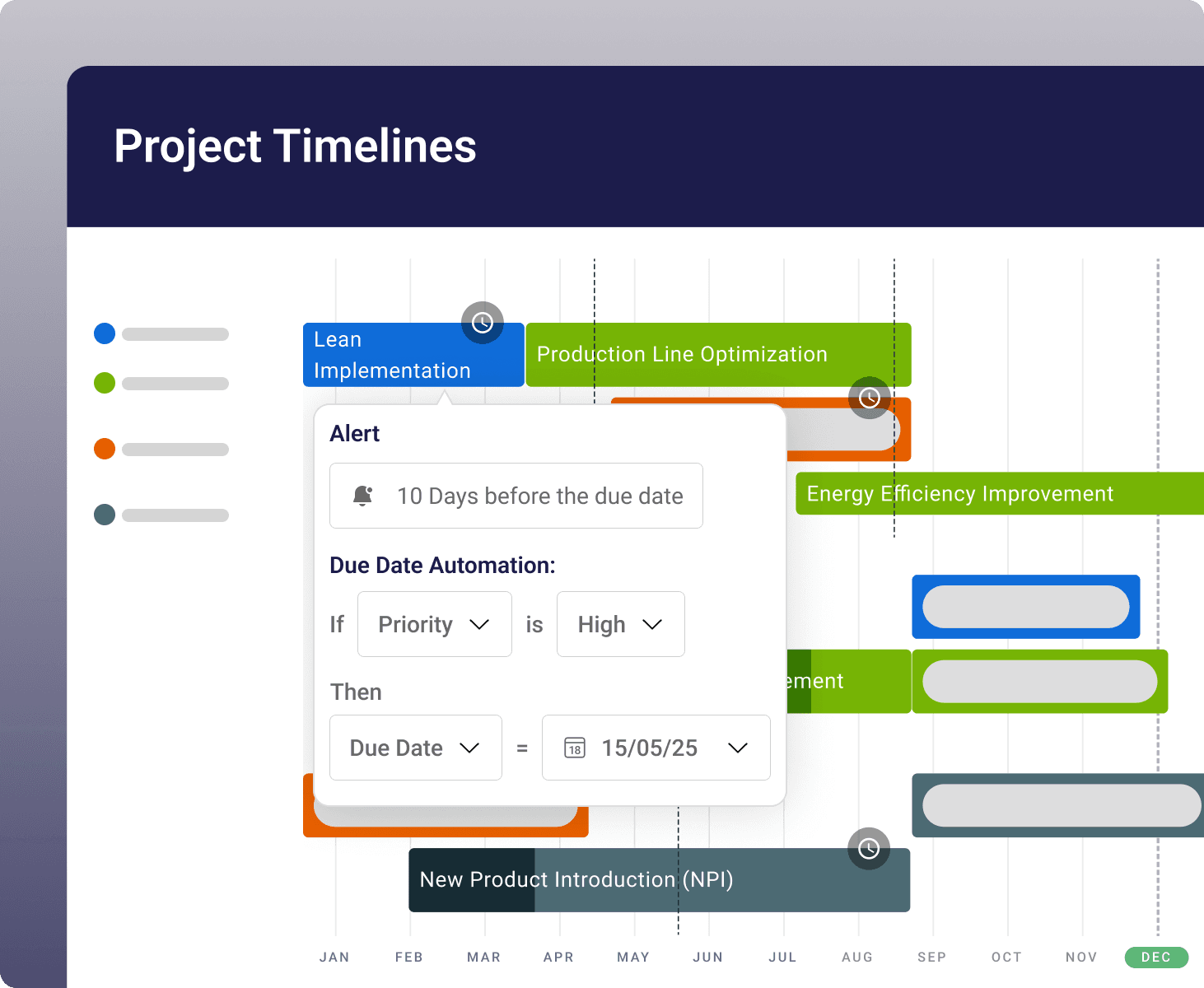 Automated due Date Assignment, Assign standardized project deadlines - Visual demonstration