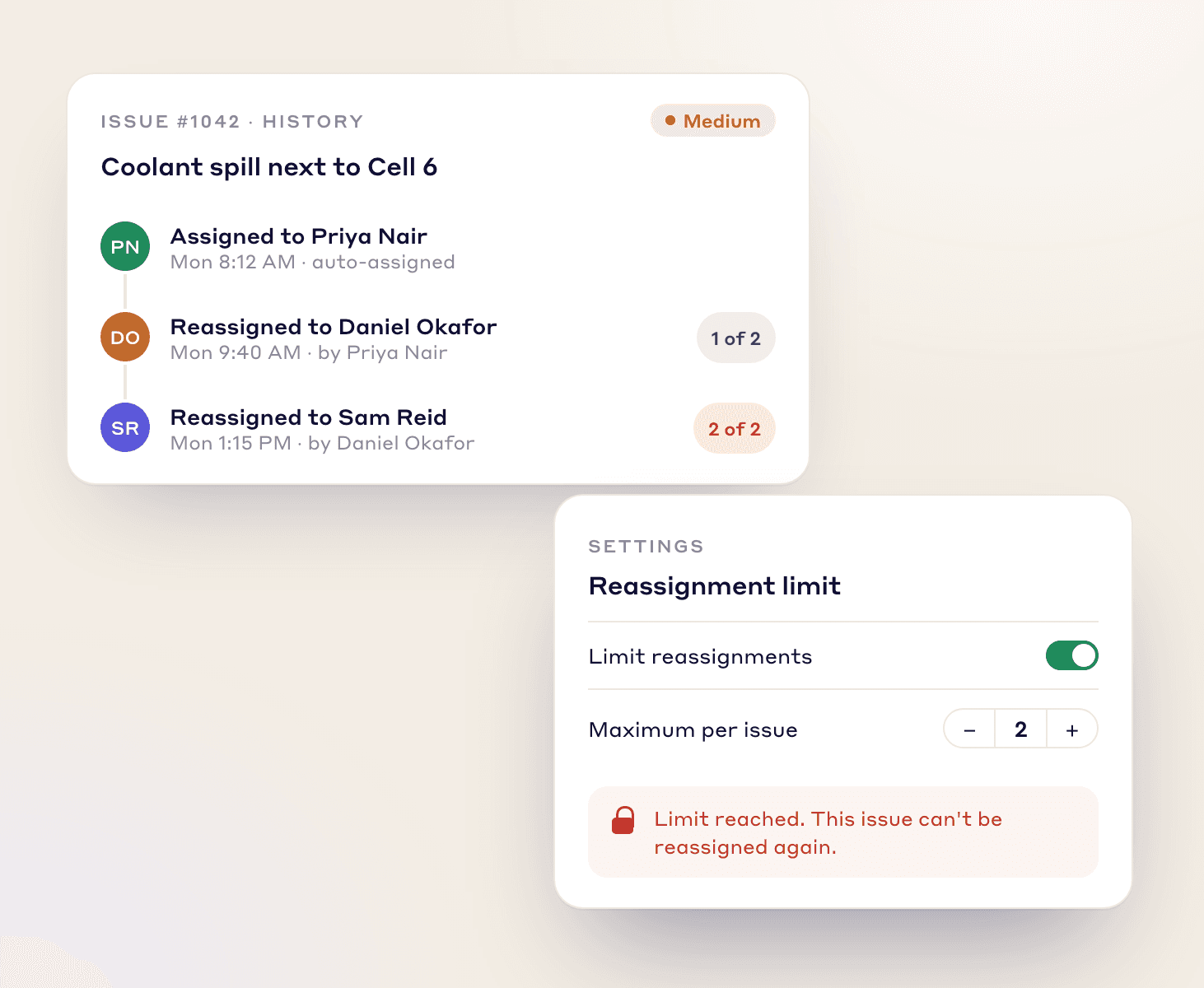 Reassignment tracking - Visual demonstration