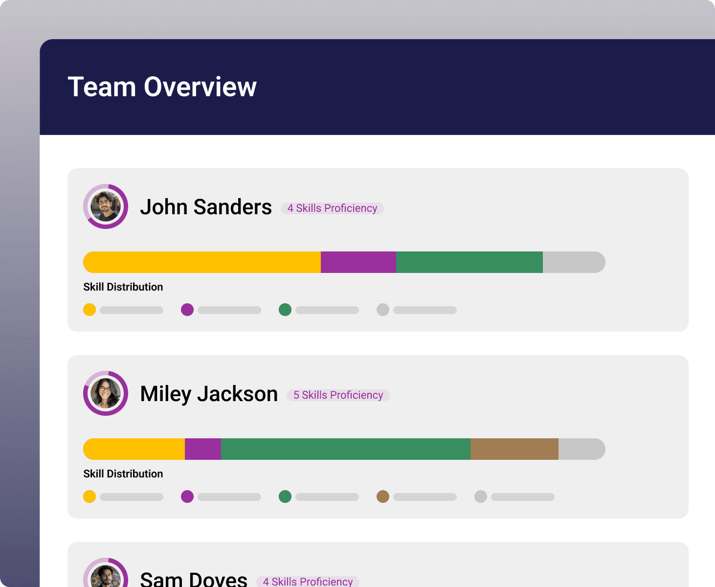 GAIN INSTANT VISIBILITY, See your team's skills at a glance - Visual demonstration