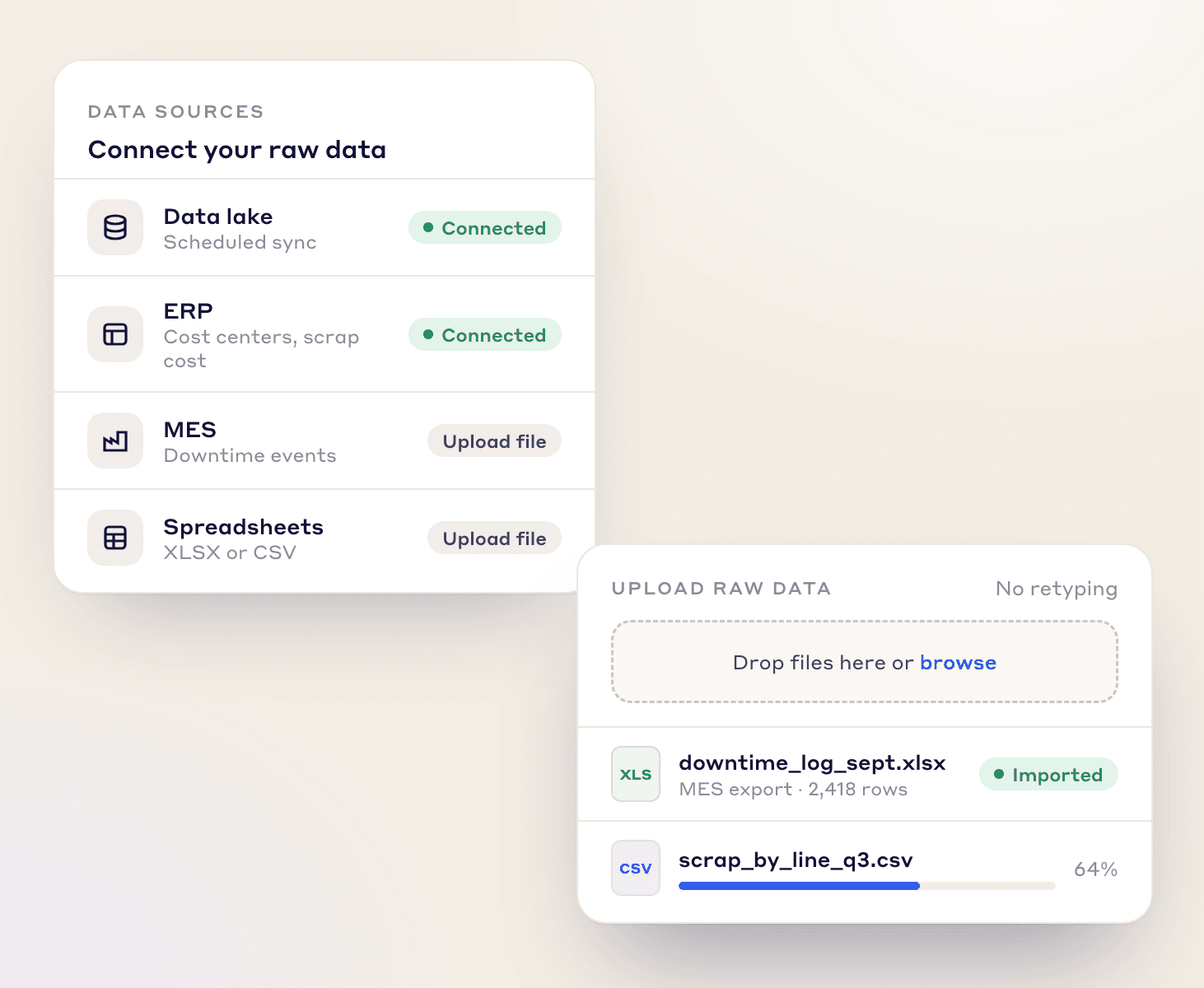 Downtime and loss data being brought into LeanSuite