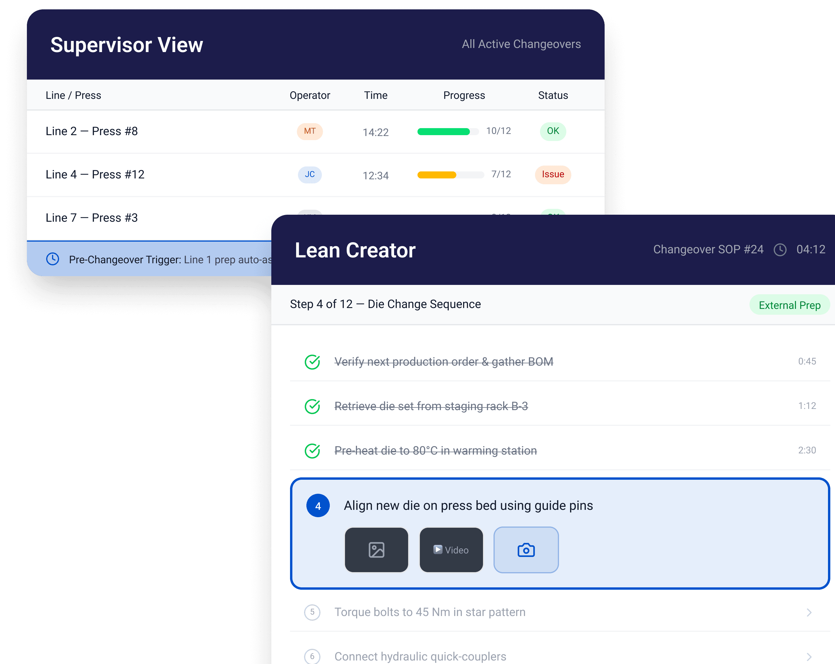 SMED Lean Creator view