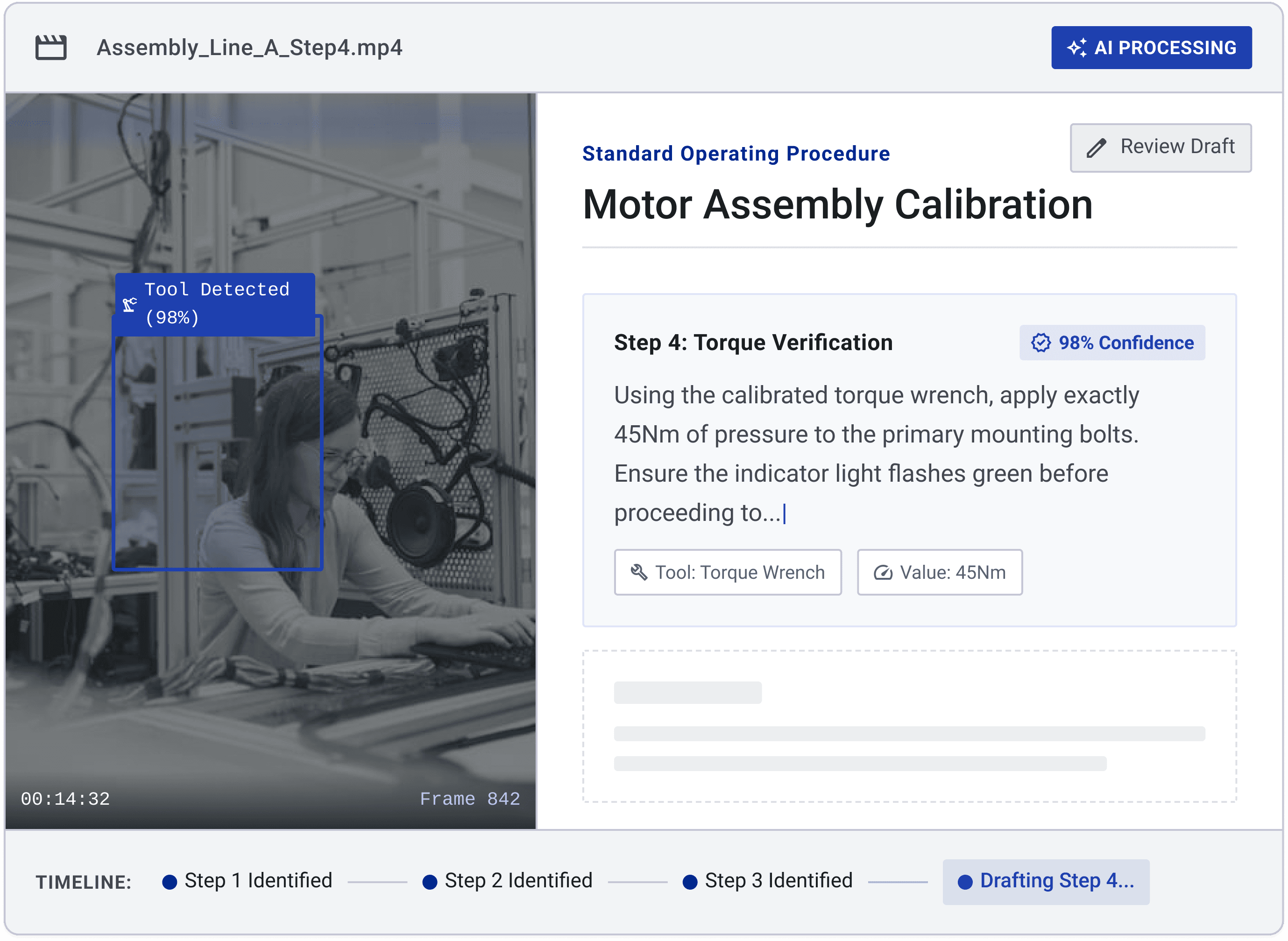 Structured SOP generated from process video