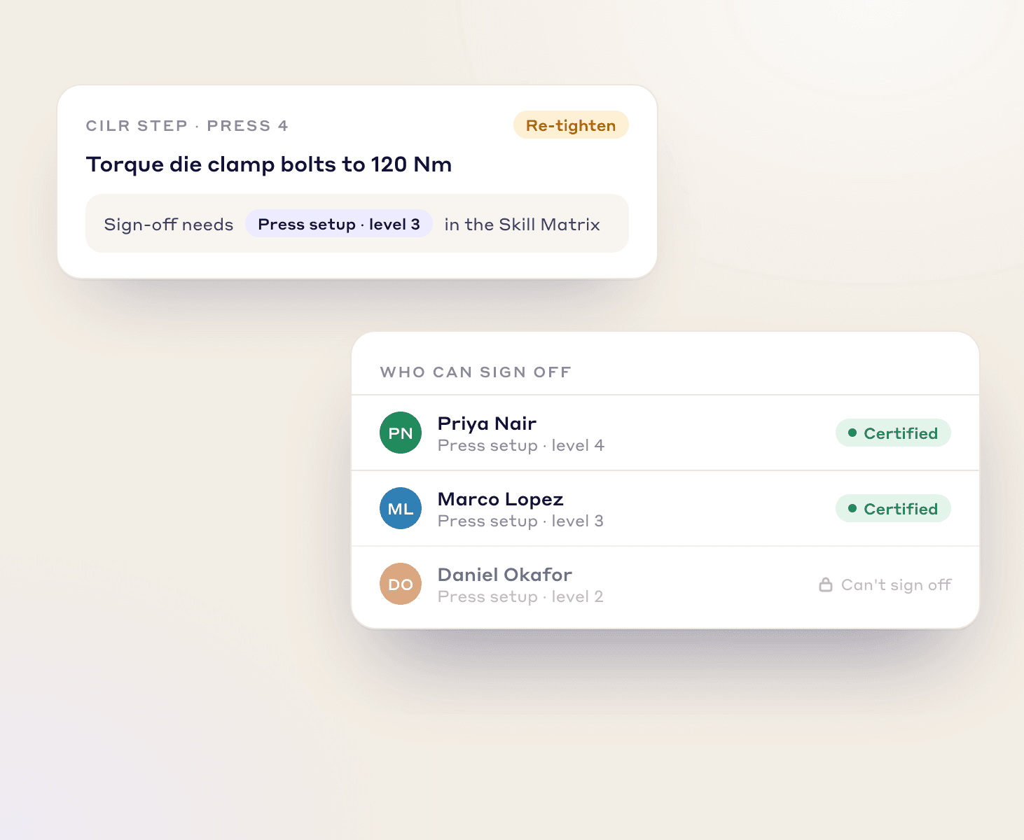 ENSURE QUALITY & SAFETY, Connect CILR tasks to your skills matrix - Visual demonstration