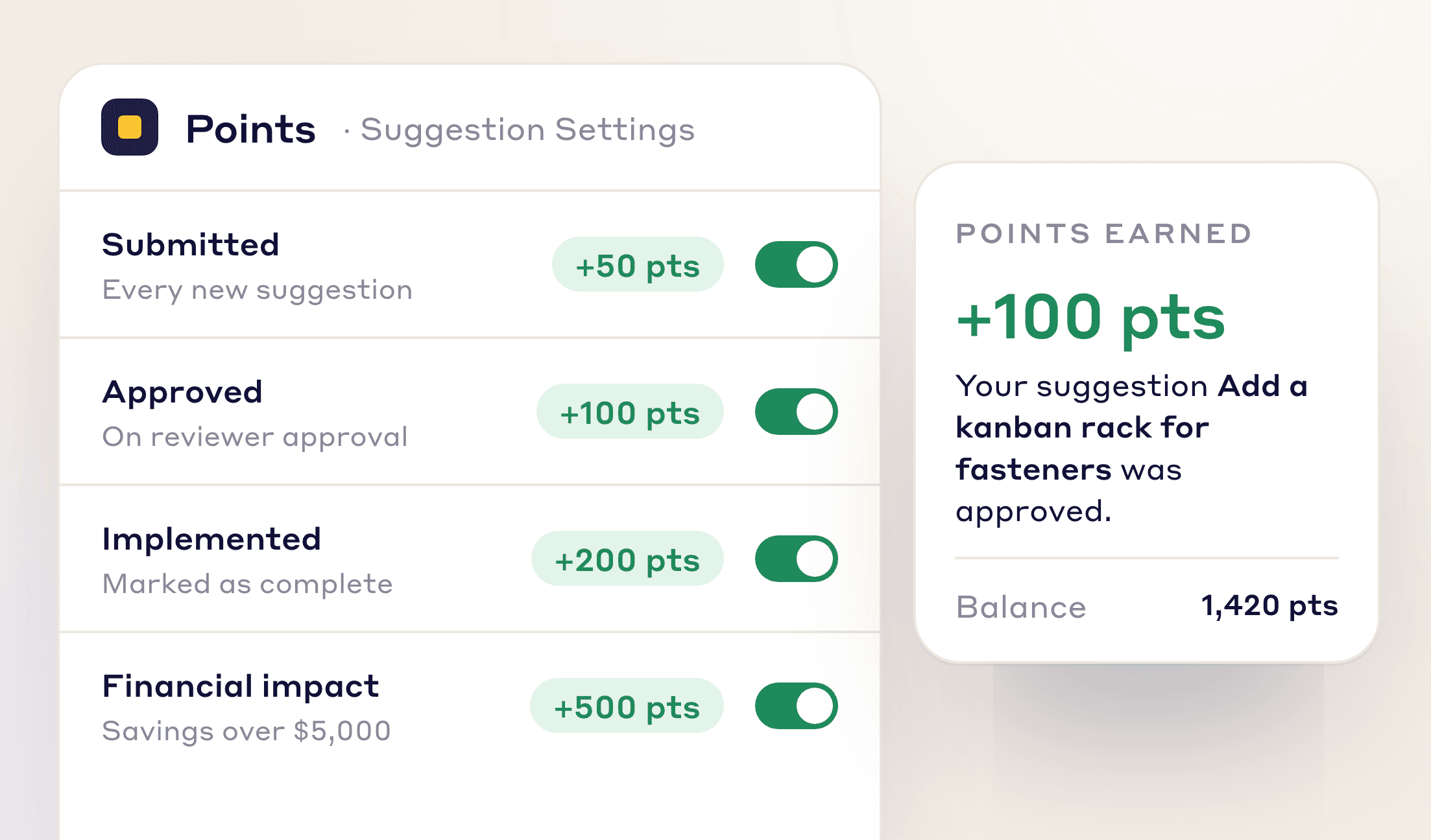 Award points for every action
