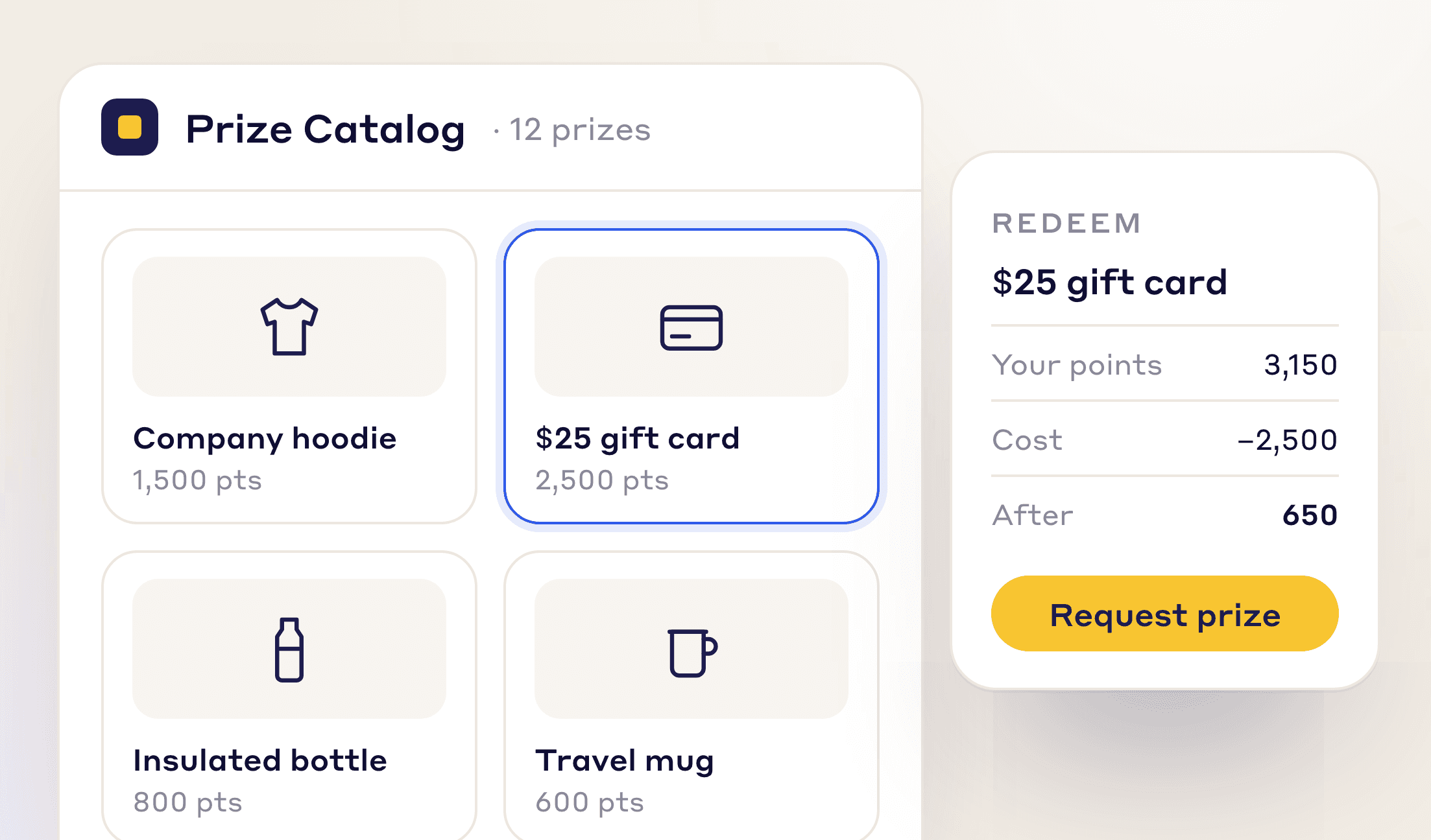 Build a custom prize catalogue